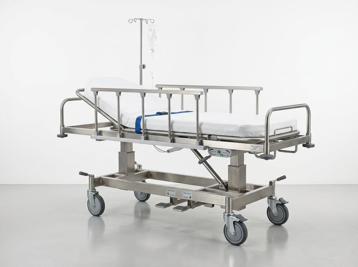 Emergency patient-transfer stretcher trolley